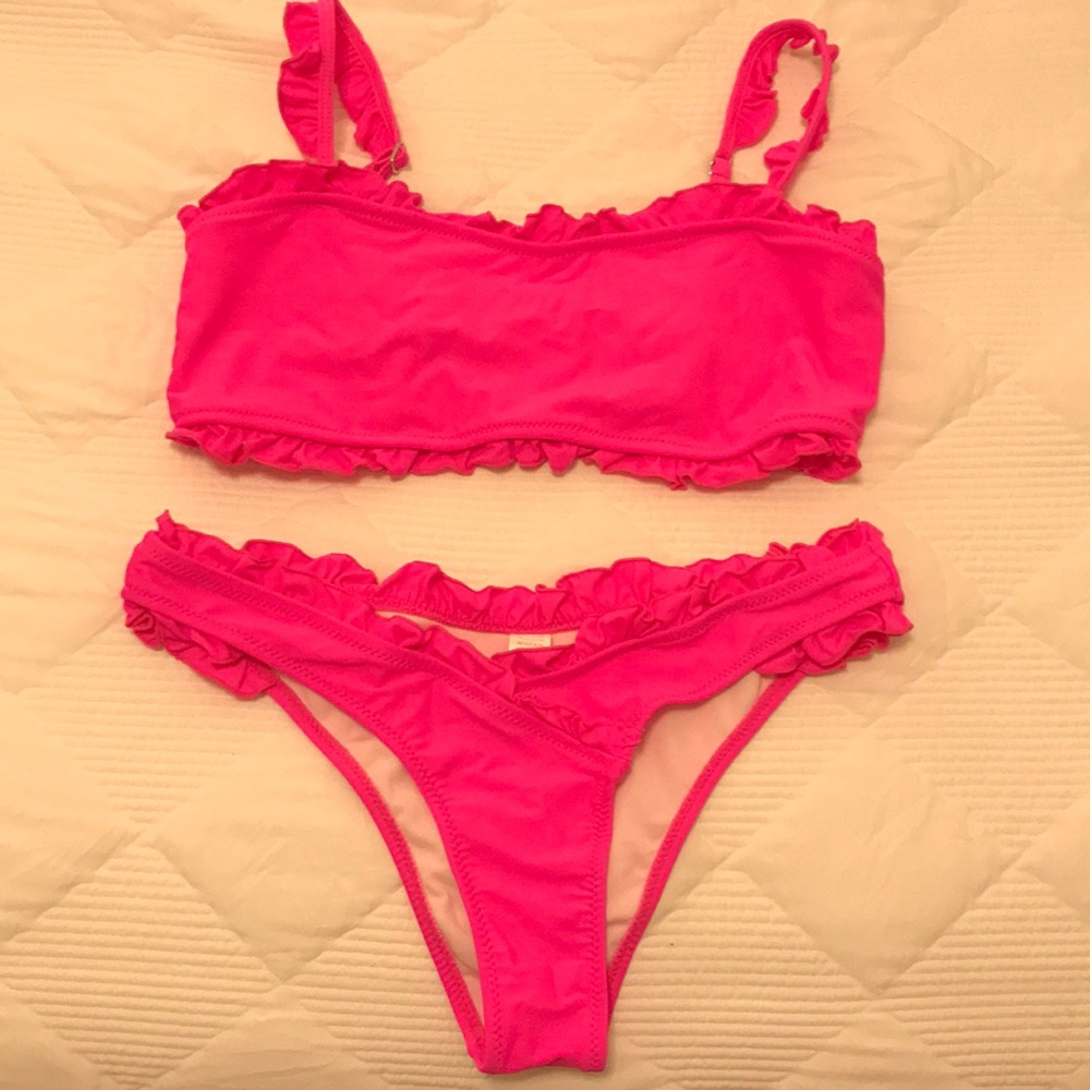 Bright pink bathing suit